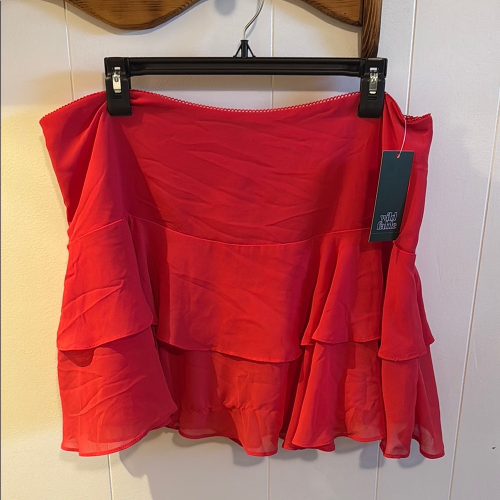 Wild Fable Vibrant Red Layered Mini Skirt